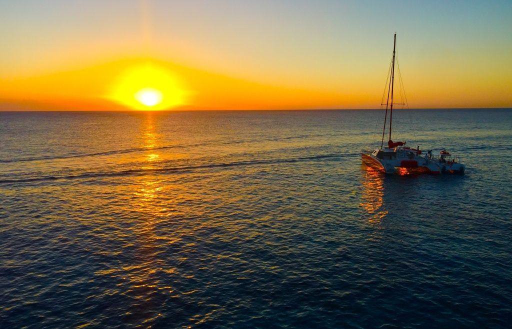 Catamaran at sunset, Negril, Jamaica
